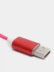 Розовый кабель зарядки Micro-USB, Type-C, 8PIN-lightning, с подсветкой