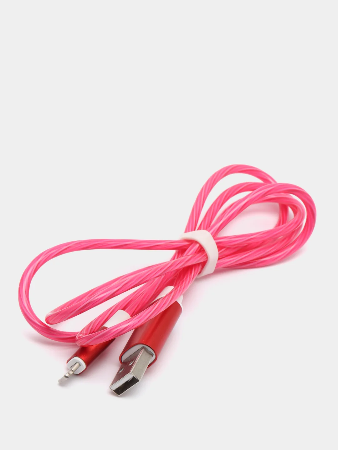 Розовый кабель зарядки Micro-USB, Type-C, 8PIN-lightning, с подсветкой