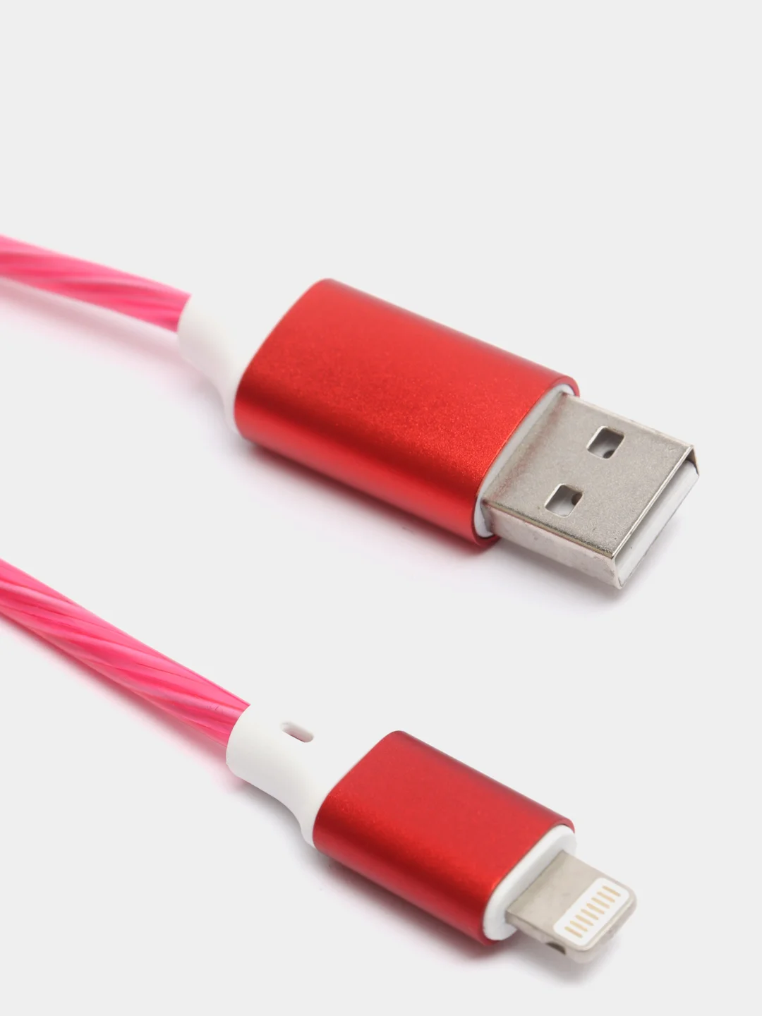 Розовый кабель зарядки Micro-USB, Type-C, 8PIN-lightning, с подсветкой