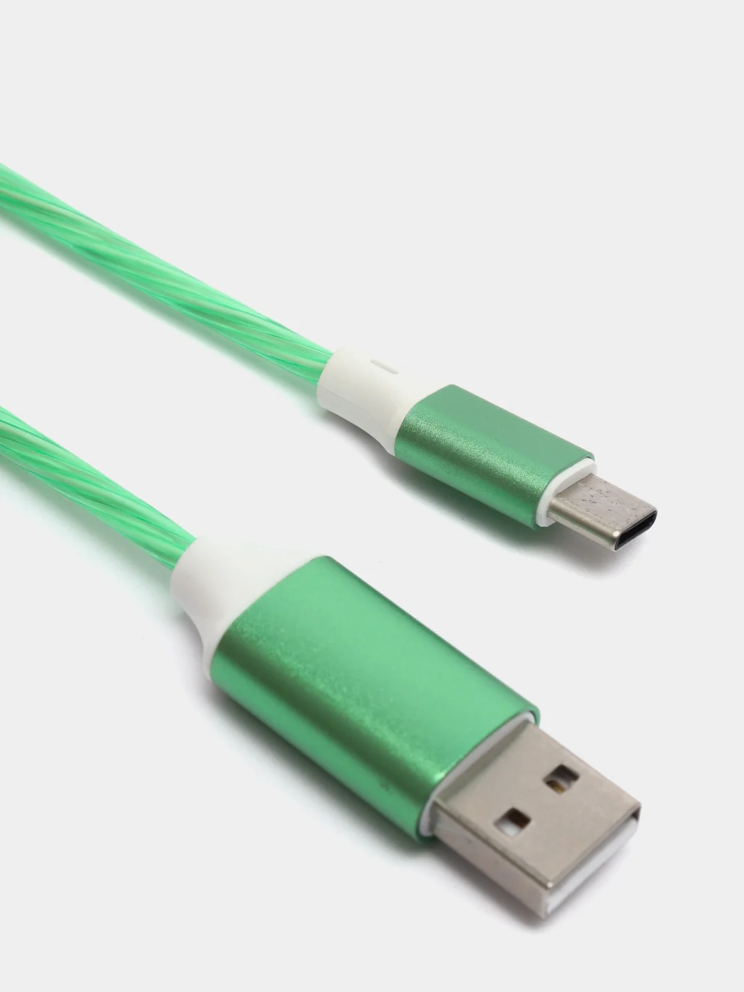Зеленый кабель зарядки Micro-USB, Type-C, 8PIN-lightning, с подсветкой