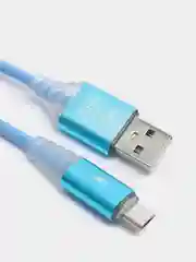 Голубой кабель зарядки Micro-USB, Type-C, 8PIN-lightning, с подсветкой