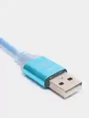 Голубой кабель зарядки Micro-USB, Type-C, 8PIN-lightning, с подсветкой