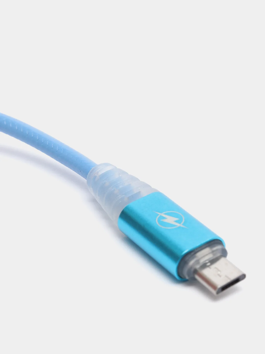 Голубой кабель зарядки Micro-USB, Type-C, 8PIN-lightning, с подсветкой
