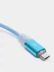 Голубой кабель зарядки Micro-USB, Type-C, 8PIN-lightning, с подсветкой