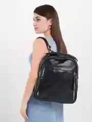 Аметистовый рюкзак черный кожанный