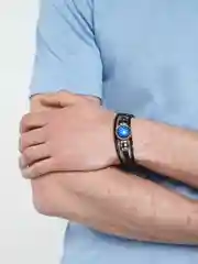 Бордовый браслет кожаный "Знаки зодиака"