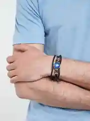 Вишнёвый браслет кожаный "Знаки зодиака"