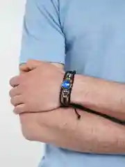 Бежевый меланж браслет кожаный "Знаки зодиака"