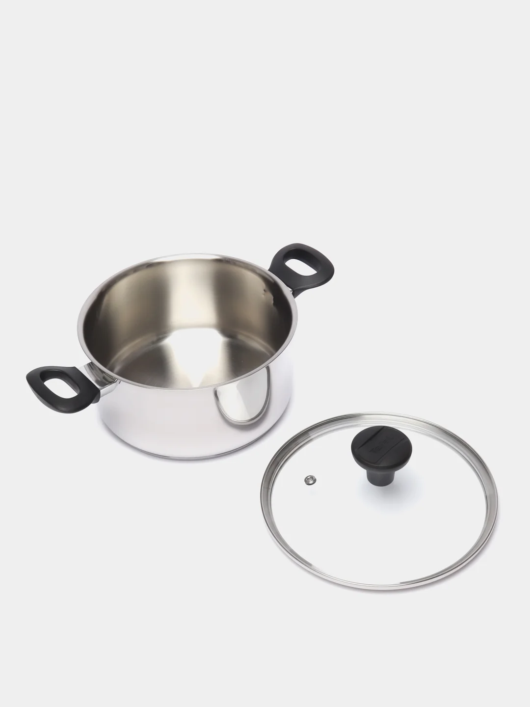 Серый кастрюля со стеклянной крышкой Tefal, для индукционной плиты, 24 см, 5 л