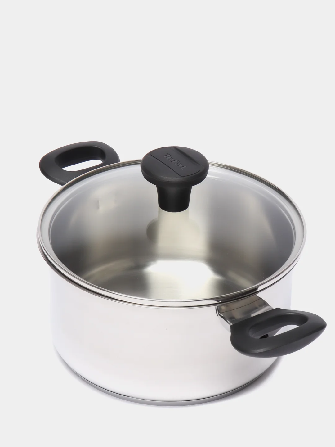 Серый кастрюля со стеклянной крышкой Tefal, для индукционной плиты, 24 см, 5 л