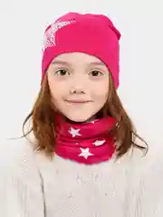 Пудровый детская шапка со снудом, комплект для детей