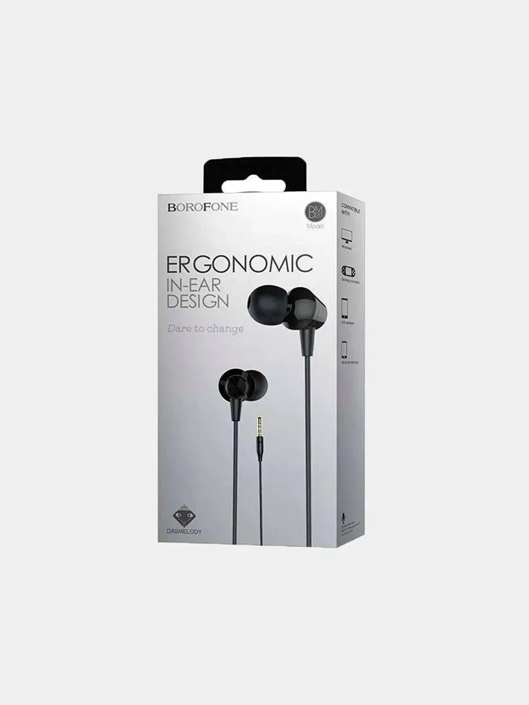 Черный наушники c микрофоном Borofone BM20 DasMelody, внутриканальные, 2 цвета