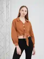 Рубашка женская на завязках Basic под брюки, джинсы, топ, майку