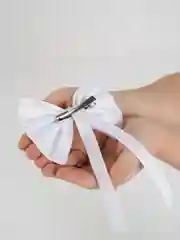 Бант для волос, на заколке, белый, 2 штуки