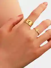 Золотой кольца с луной, парные, 2 штуки