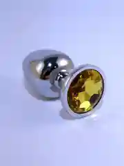 Золотой пробка анальная, металлическая, с кристаллом, 3 размера