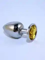 Золотой пробка анальная, металлическая, с кристаллом, 3 размера