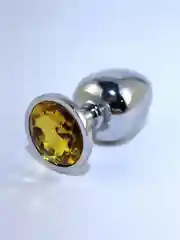 Золотой пробка анальная, металлическая, с кристаллом, 3 размера