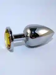 Золотой пробка анальная, металлическая, с кристаллом, 3 размера