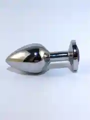 Фиолетовый пробка анальная, металлическая, с кристаллом, 3 размера
