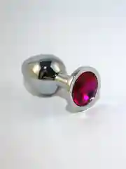 Розовый пробка анальная, металлическая, с кристаллом, 3 размера