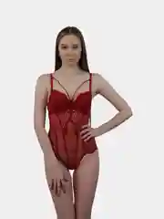 Бордовый кружевное боди со стрепами