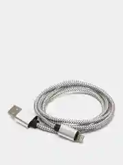 Серебряный кабель Lightning для iPhone в прочной плетенной оплетке