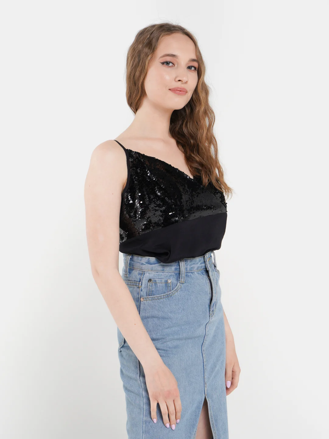 Черный коктейльный топ 1001DRESS