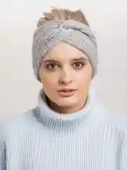Серый повязка на голову вязаная, шерстяная, чалма.