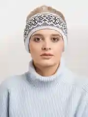 Серый повязка на голову, теплая, вязаная с ушами.