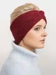 Багровый повязка на голову вязаная, шерстяная, чалма.