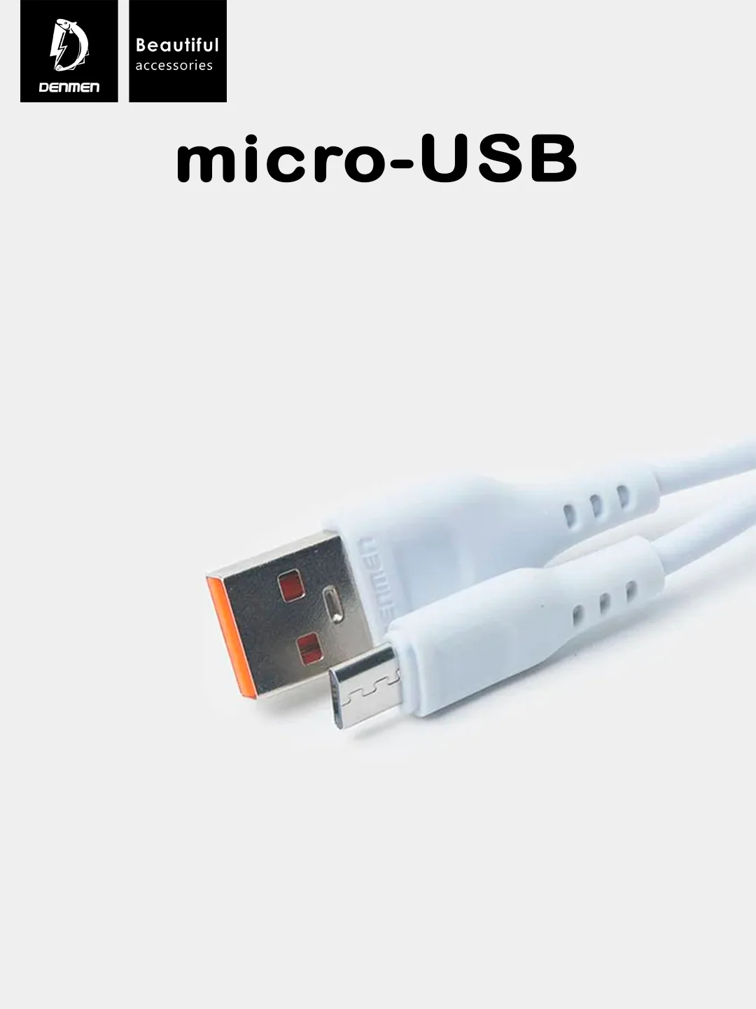 Прозрачный кабель, Шнур, Провод, USB - microUSB, 2.4A, 1м, Denmen D01V, микро усб, микро юсб, андроид