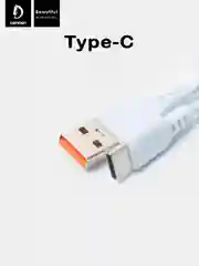 Белый кабель, Шнур, Провод, USB - Type-C, 2.4A, 1м, Denmen D01T, тайпси, тайп с, тайп си