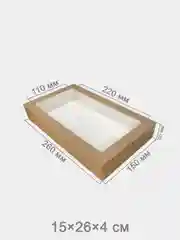 Крафт коробка подарочная с окном Tabox картон, упаковка Табокс самосборная