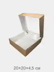 Крафт коробка подарочная с окном Tabox картон, упаковка Табокс самосборная