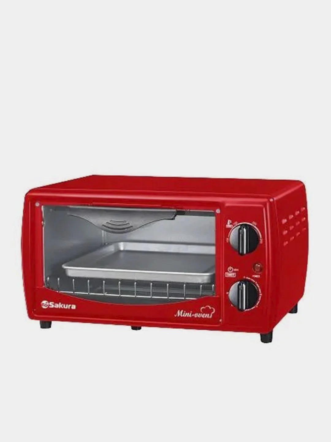 Красный духовка электрическая Sakura SA-7018R, 10л, 1000 Вт
