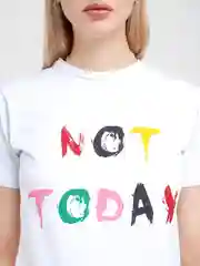 Футболка женская белая с надписью "Not today", хлопок