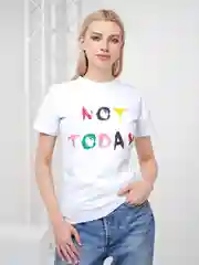 Футболка женская белая с надписью "Not today", хлопок
