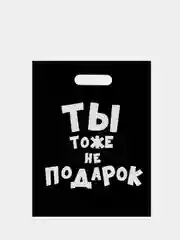 Бирюзовый подарочный пакет с прикольными надписями Новый год Денег нет