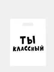 Вишнёвый подарочный пакет с прикольными надписями Новый год Денег нет