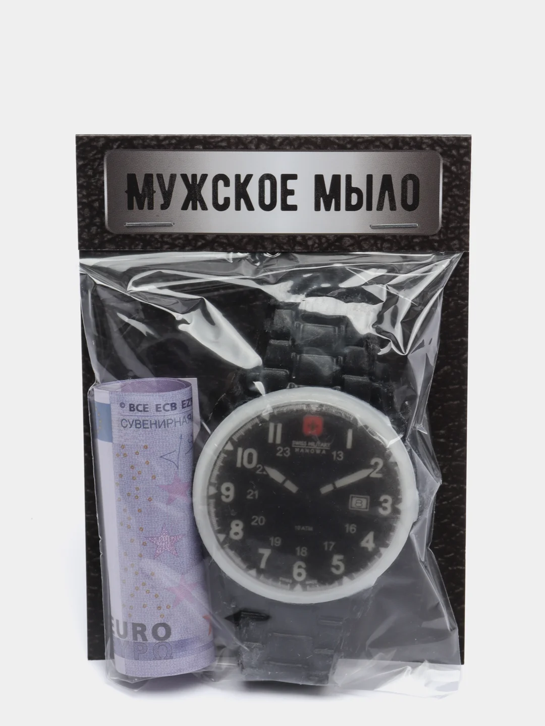 Черный сувенирное мыло ручной работы "Часы наручные"