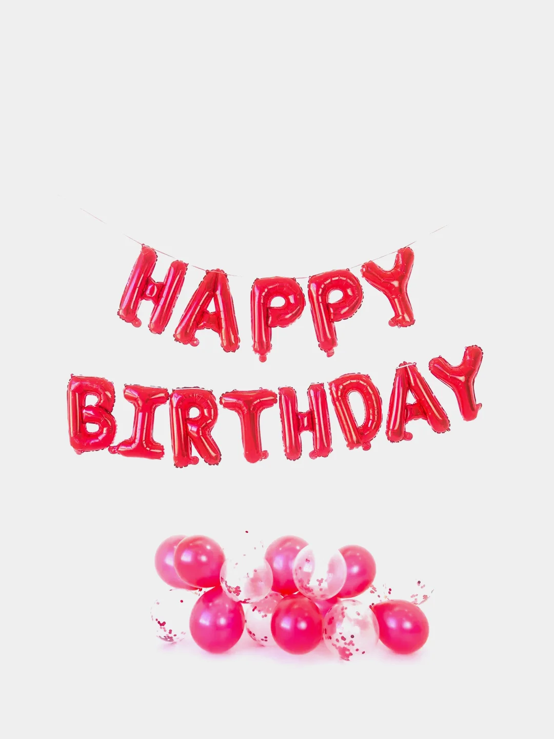 Красный набор для дня рождения - "Happy Birthday" - 20 шаров - 2 ленты. Разнообразные цвета!