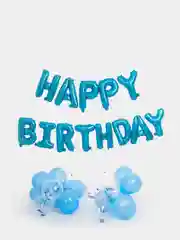 Голубой набор для дня рождения - "Happy Birthday" - 20 шаров - 2 ленты. Разнообразные цвета!