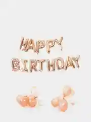 Розовый набор для дня рождения - "Happy Birthday" - 20 шаров - 2 ленты. Разнообразные цвета!