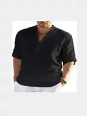 Черный мужская летняя рубашка