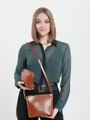 Коричневый сумка женская тоут маленькая через плечо