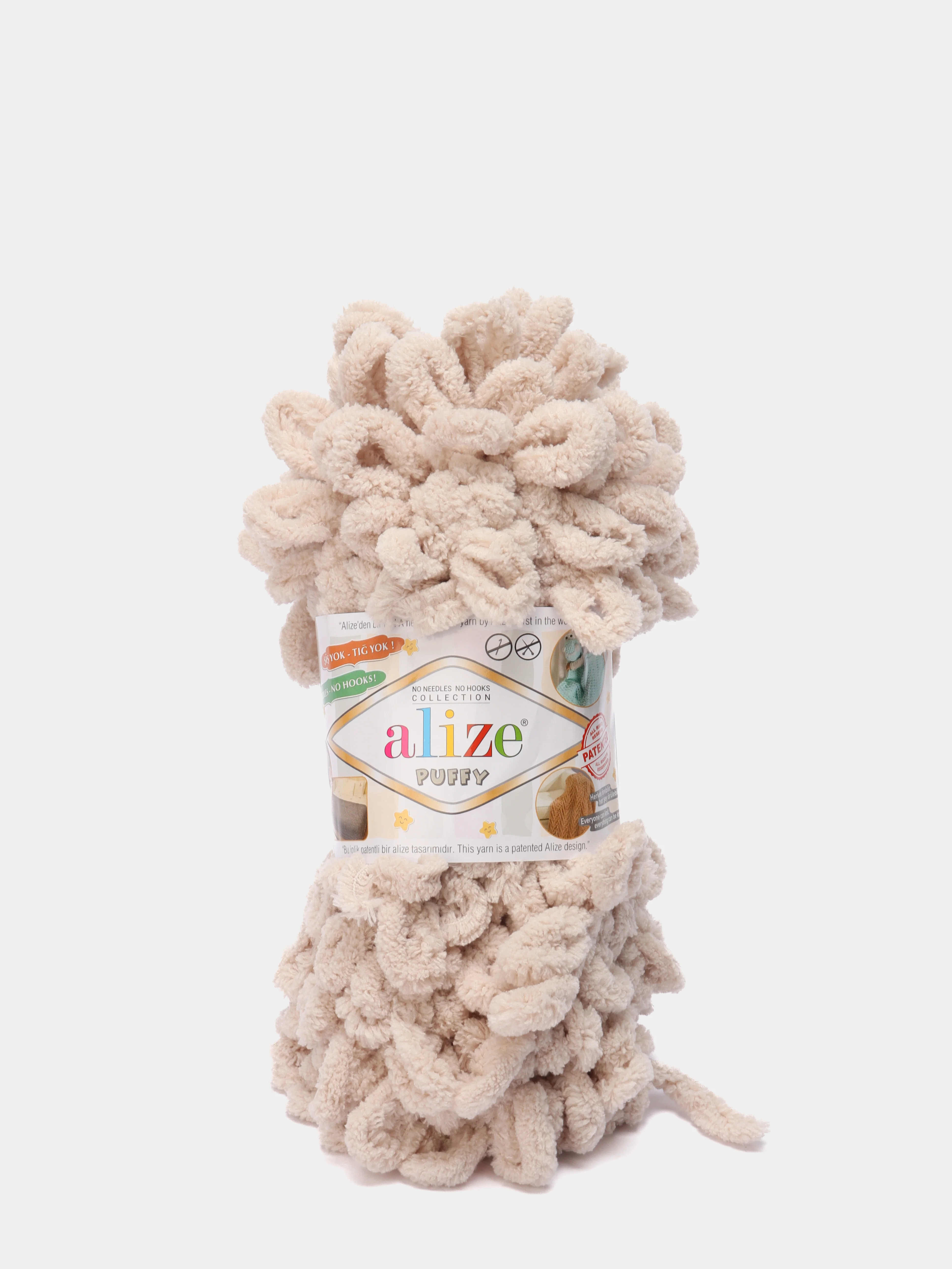 Слоновая кость пряжа Alize puffy, большие петельки, микрополиэстр, 100 г