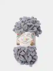 Тёмно-серый пряжа Alize puffy, большие петельки, микрополиэстр, 100 г