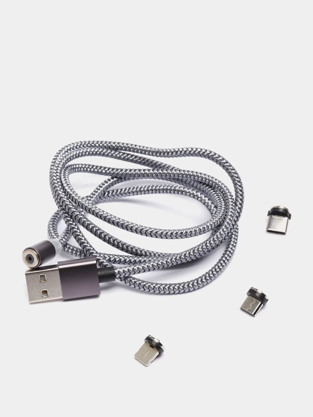 Серый магнитный кабель USB - micro USB, магнитный кабель micro usb, юсб провод,зарядник телефона