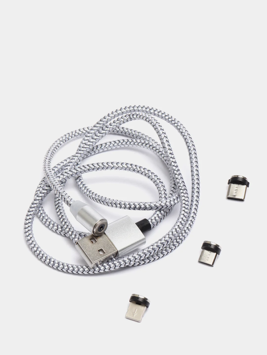 Серебряный магнитный кабель USB - micro USB, магнитный кабель micro usb, юсб провод,зарядник телефона